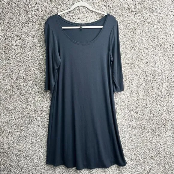 Eileen Fisher Dress Women’s Medium Black 3/4 Sleeve - Picture 1 of 5